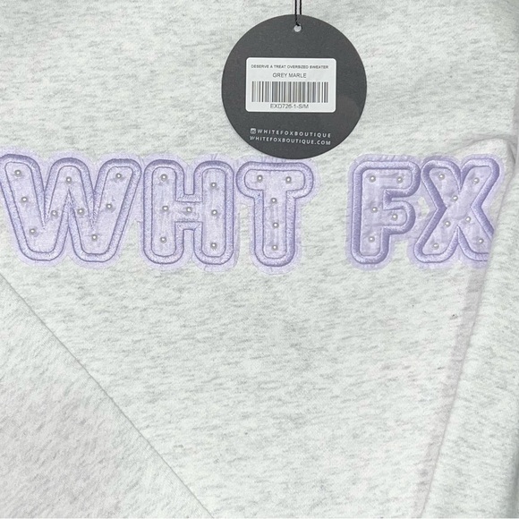 White Fox Boutique Sweatshirt with Purple Lettering - Picture 4 of 14